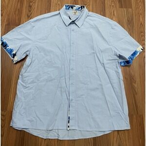 HARDADDY Tropical Shirt Mens 2XL Blue Aloha Palm Print Trim